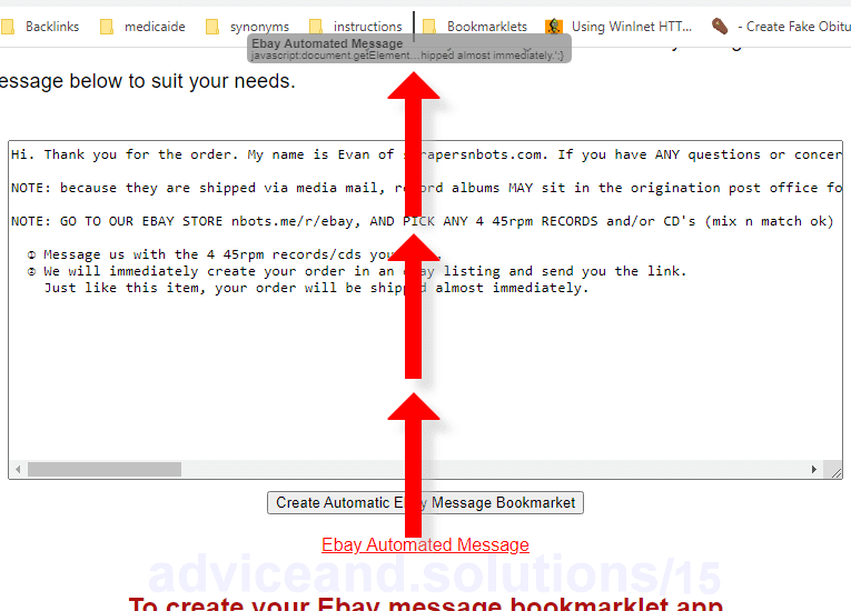 Click Ebay Message Bookmarklet Then Click Message Textbox