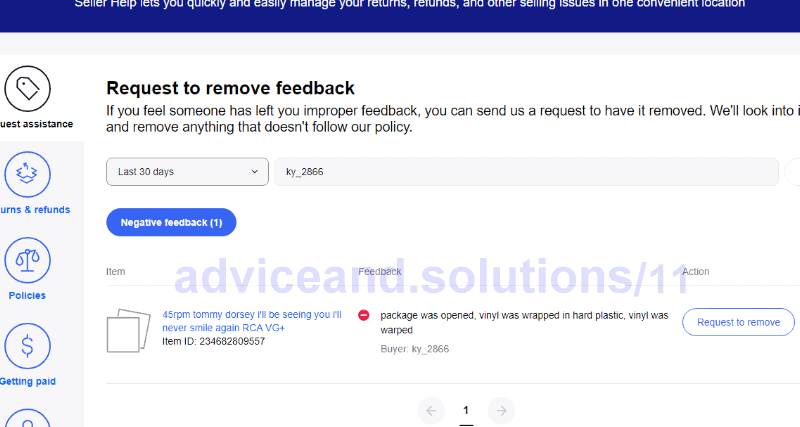 Ebay Form To Request Removal Of Negative Feedback
