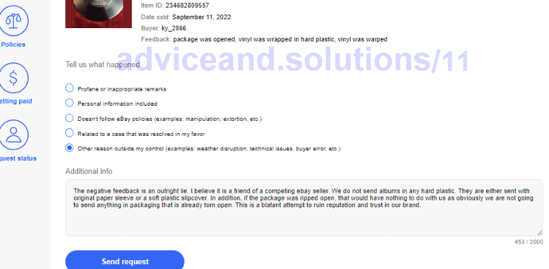 Properly Filling Out Ebay Form To Request Removal Of Negative Feedback