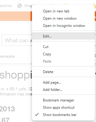 Bookmarklet Edit Menu Google Chrome