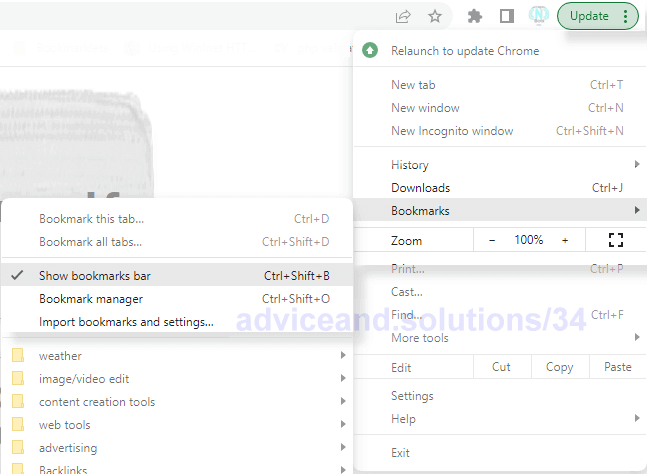Show Bookmarks Bar Google Chrome