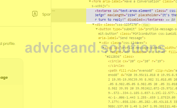 Notice Word 'disabled' In Html Code For Send Message Textarea