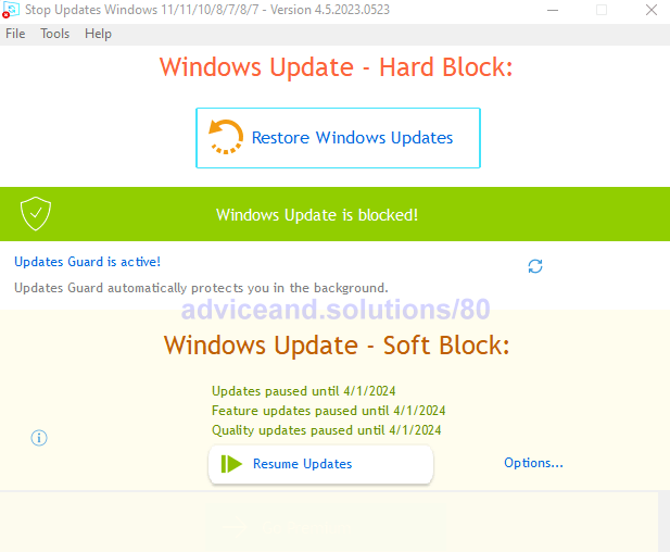 Stop Windows Updates Software